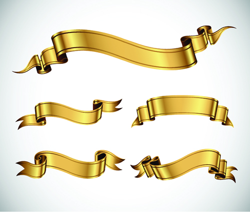 500x425 Gold Ribbon Banners Luxury Vector Free Download