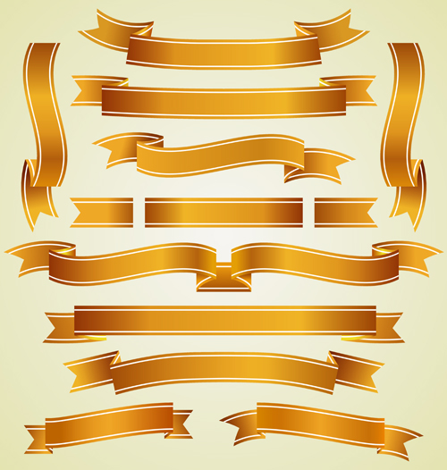 500x526 Gold Ribbon Banners Luxury Vector Free Download