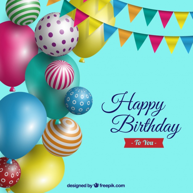 626x626 Birthday Background With Realistic Balloons Vector Free Download