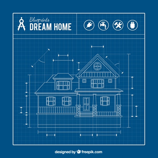 626x626 House Blueprint Vector Free Download
