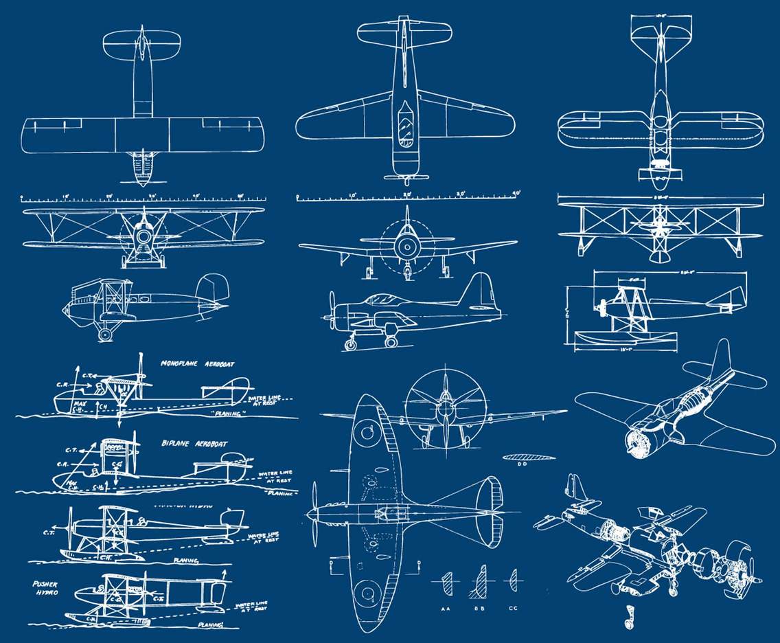 1136x936 Airplanes Blueprint Vector Art Graphics