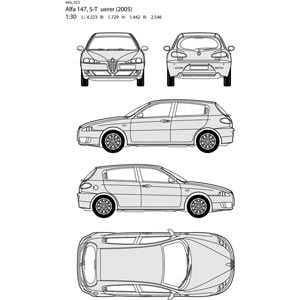 300x300 Alfa Romeo Car All Side Free Blueprint Vector Illustration Free