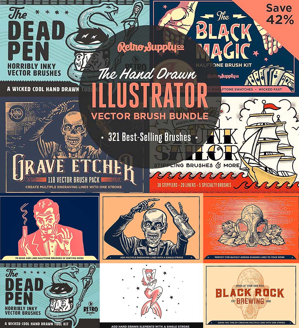 1200x1314 The Hand Drawn Illustrator Brush Bundle Free Download