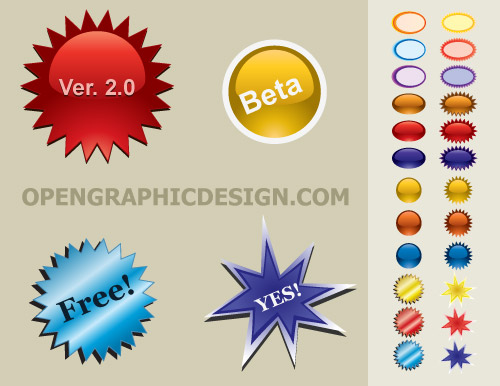 500x386 Download Free Colorful Bursts, Starbursts And Vector Seals