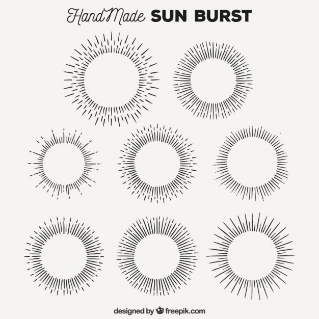626x626 Hand Made Sun Burst Designs Vector Free Download