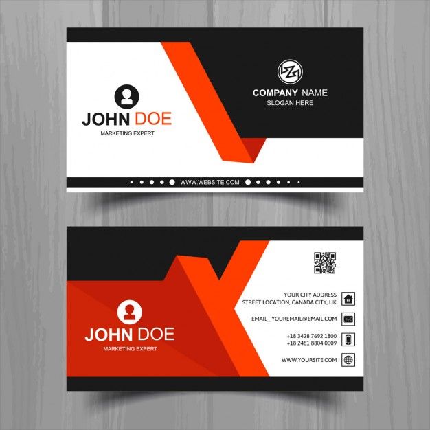 626x626 Modern Business Card With Red And Black Geometric Shapes Free