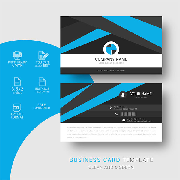 600x600 Black Blue Business Card Free Download