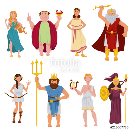 Ancient Greek Gods Vector Cartoon Characters Stock Image 500x500 Ancient Greek Gods Vector Cartoon Characters Stock Image