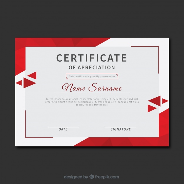 626x626 Certificate Of Recognition With Red Triangles Vector Free Download