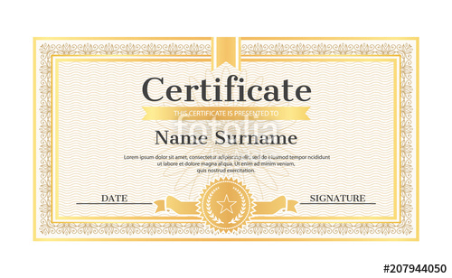 500x308 Certificate Template Editable Name Surname Date Stock Image