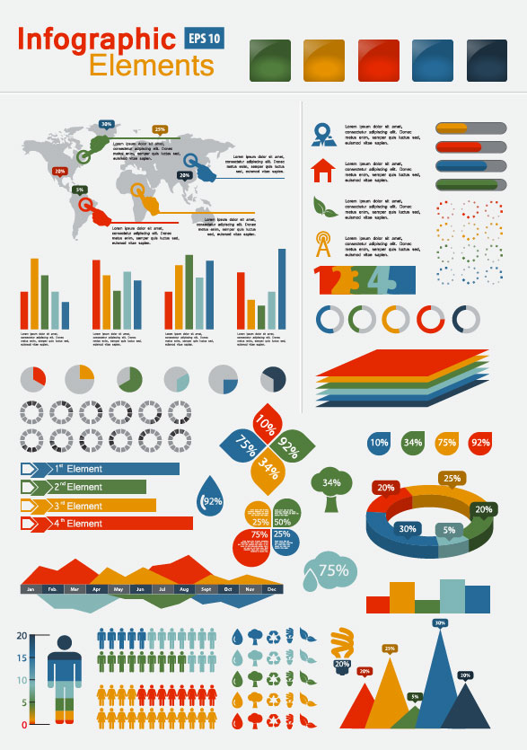 587x835 Set Of Infographics And Chart Elements Vector Free Download