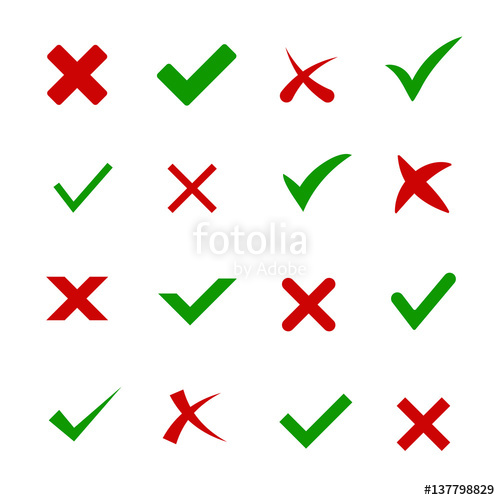 500x500 Red Cross And Green Tick Vector Check Mark Set Stock Image