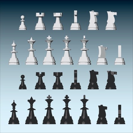 450x450 Vector Chess Pieces From Different Views Royalty Free Vector Graphics
