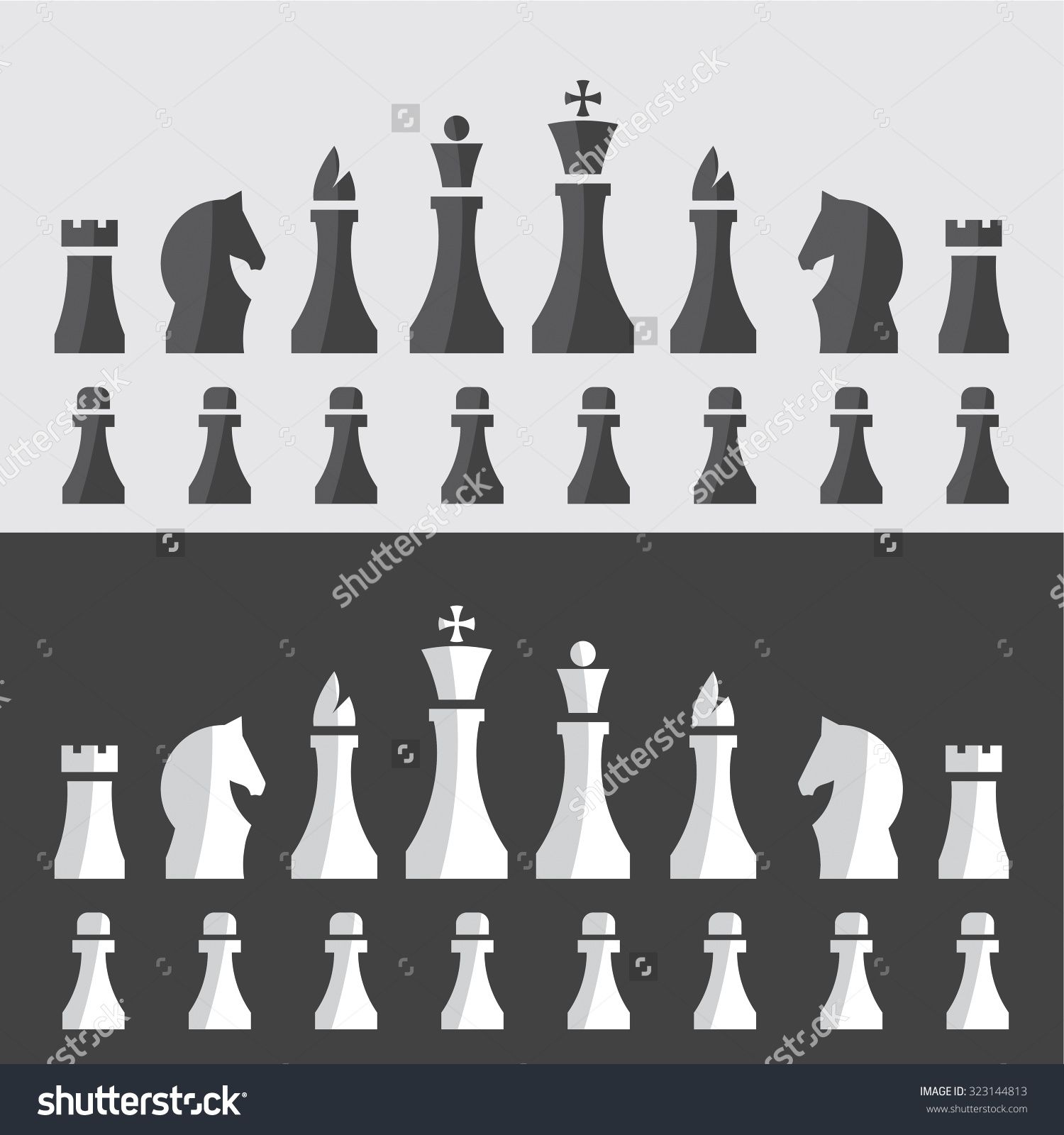 1500x1600 Vector Illustration Of Chess Pieces In A Minimal Style Chessmen