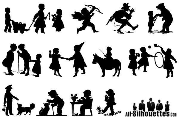 Free Vector Children, Kids, Teens Silhouettes 600x400 Free Vector Children, Kids, Teens Silhouettes