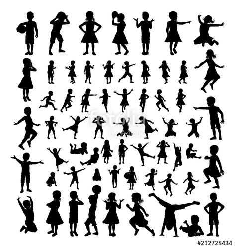 Children Kids Silhouette Big Set Stock Image And Royalty Free 473x500 Children Kids Silhouette Big Set Stock Image And Royalty Free