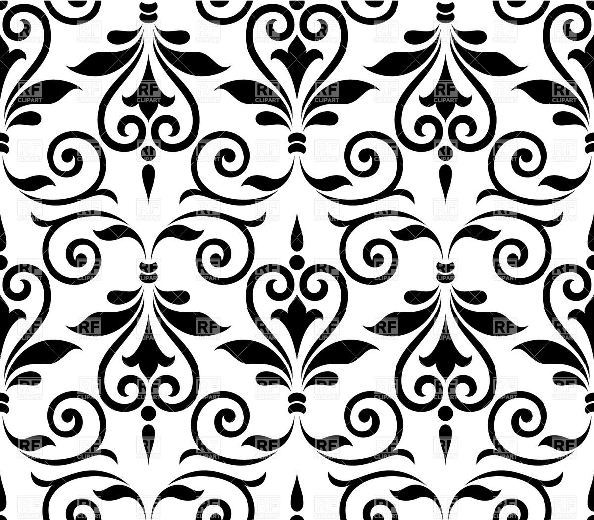 1200x1050 Seamless Simplistic Black And White Vintage Wallpaper Vector Image