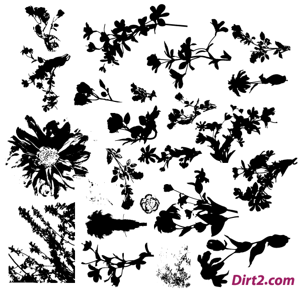 600x575 Free Floral Silhouette Illustrator Vector Pack Download Free