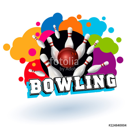 500x500 Bowling Colorful Sign Vector Clip Art Illustration Stock Image