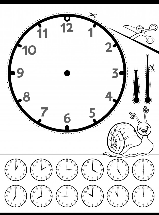 626x845 Clock Face Educational Worksheet For Kids Vector Premium Download