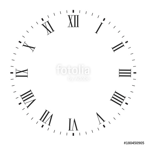 500x500 Vector Clock Face Blank With Roman Numerals Stock Image