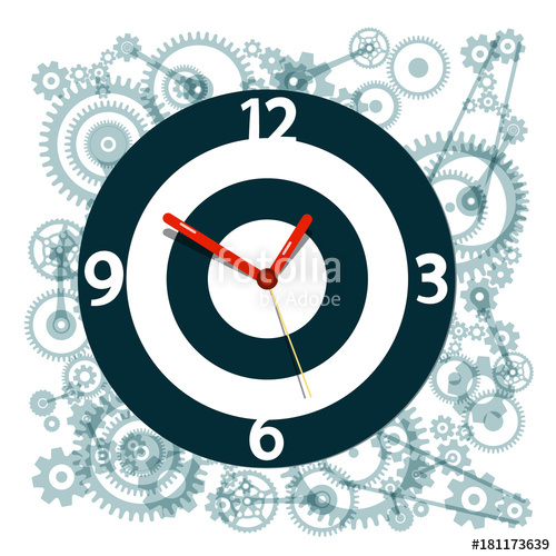 500x500 Clock Face Symbol With Cogs On Background Stock Image And Royalty