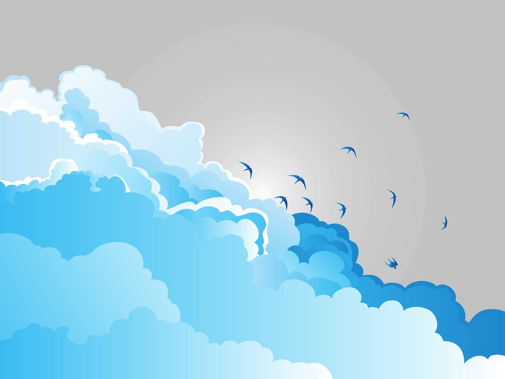 1024x768 Clouds And Birds Vector Art Graphics