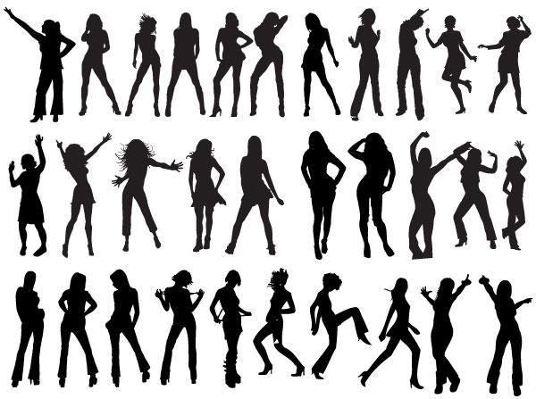 600x447 Free Vector Dancing Girls Silhouettes
