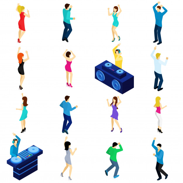 626x626 Dancing People Isometric Vector Free Download