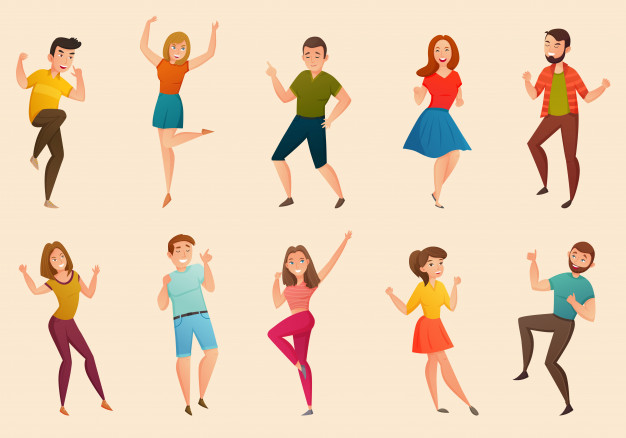 626x438 Dancing People Retro Set Vector Free Download