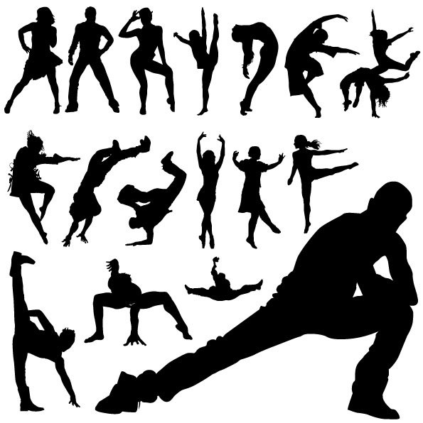 595x596 Different Dance People Silhouettes Vector Free Download