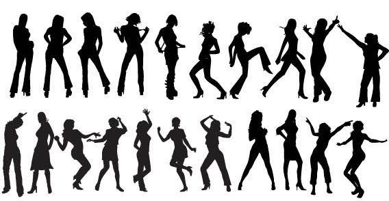 568x294 Free Vector Dancers Silhouettes Rock Star Girl Silhouette