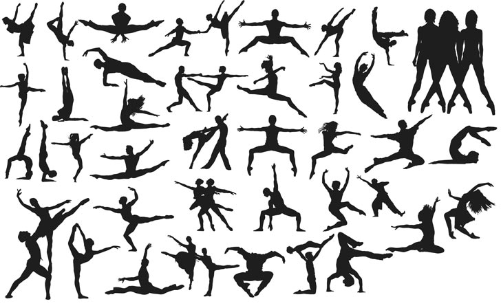 728x448 Vector Dancing People Silhouettes