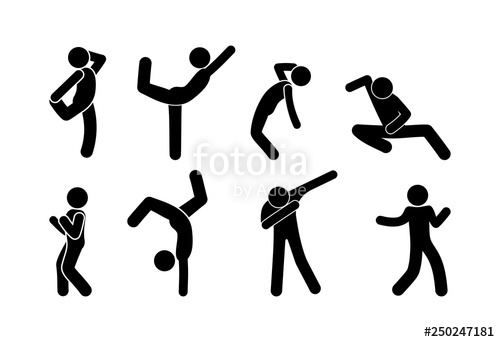 500x342 Dancing People Pictogram Stick Figure Icons Stock Image