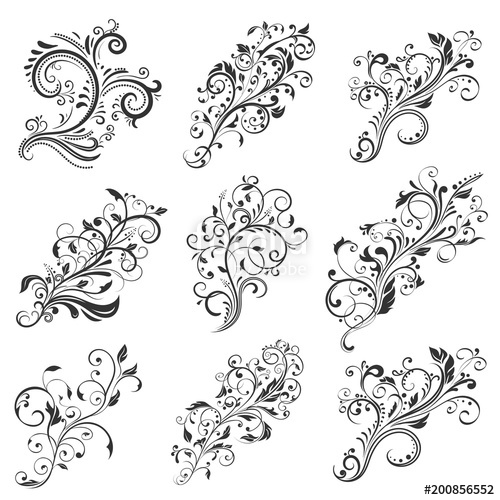 500x500 Floral Decorative Elements Collecton Stock Image And Royalty