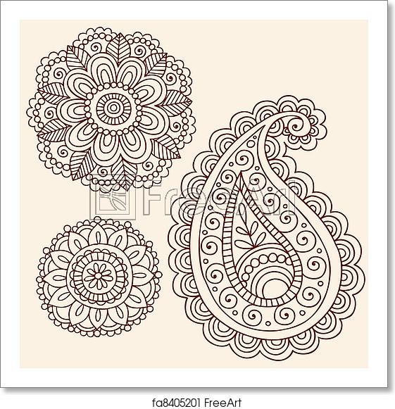 561x581 Free Art Print Of Henna Doodle Vector Design Elements Hand Drawn