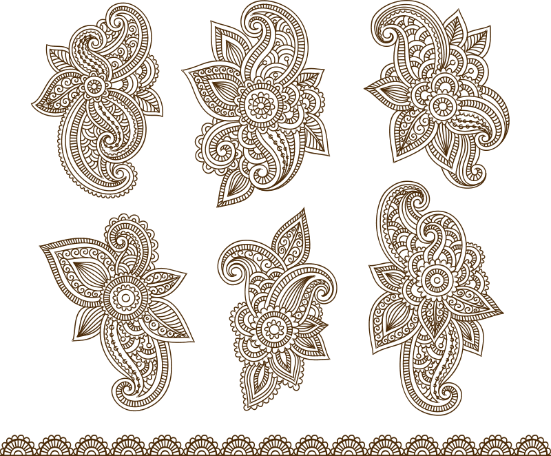 800x662 Henna Mehndi Paisley Tattoo Vector Design Elements Free Vector Cdr