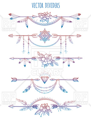 300x400 Hand Drawn Bohemian Style Dividers With Arrows Vector Image
