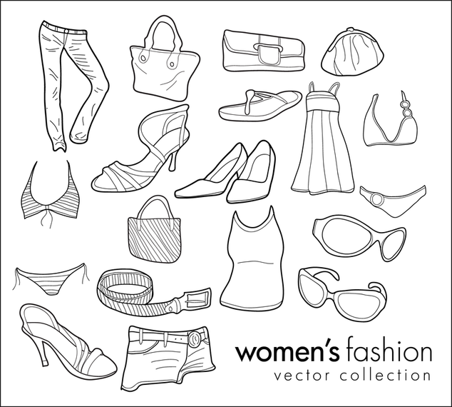634x570 Free Vector Doodles Womenfs Clothing Fashion