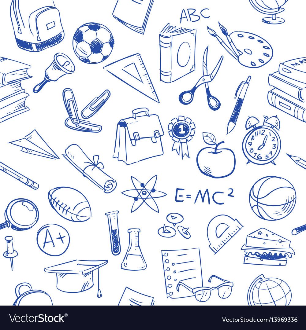1000x1080 Back To School Education Doodles Pencil Royalty Free Vector