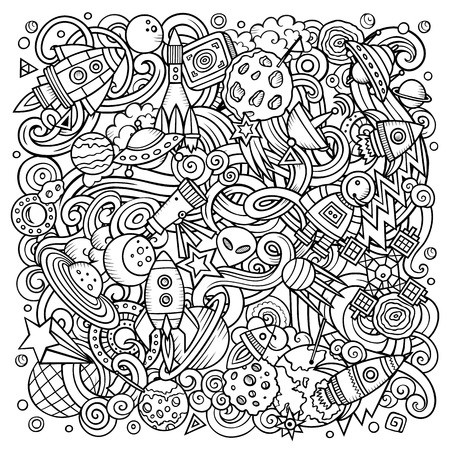 450x450 Cartoon Vector Doodles Space Illustration Royalty Free Vector