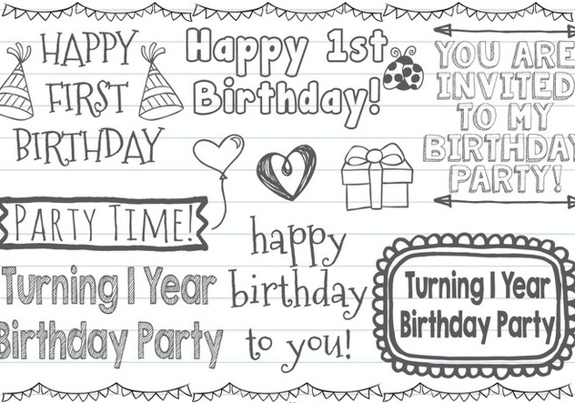 632x443 Cute First Birthday Vector Doodles Free Vector Download