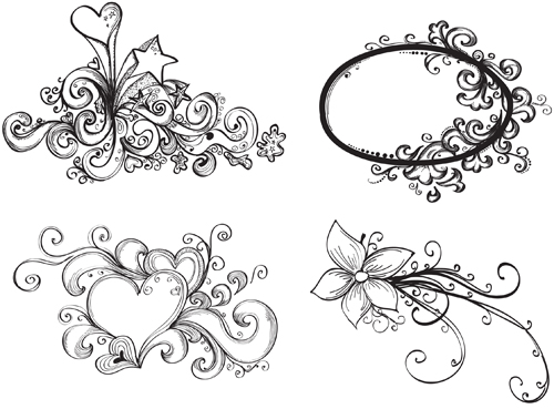 500x369 Floral Drawing Elements Free Vector Free Download