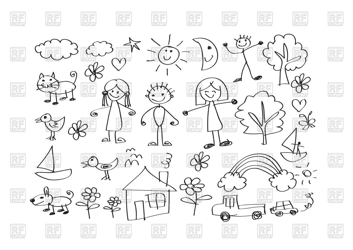 1200x848 Kid's Drawing With Happy Family Vector Image Of People Tumdee