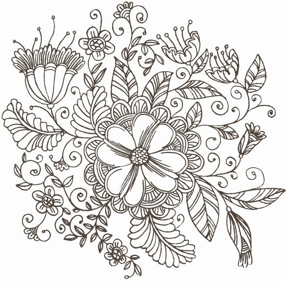582x575 Line Drawing Swirl Flower Pattern Vector Graphic Free Vector