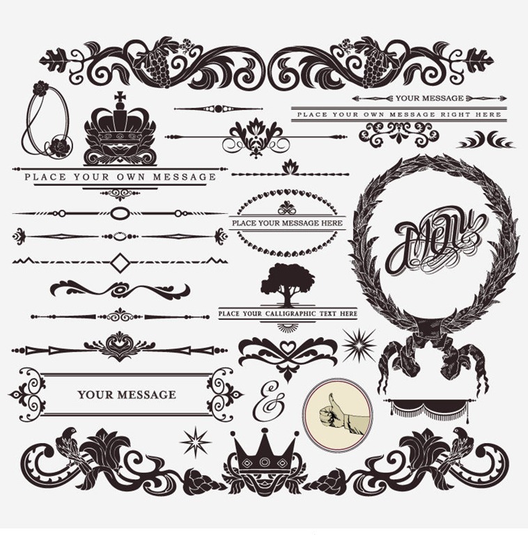 758x768 Retro Vintage Design Elements Vector Set Free Vector Graphics