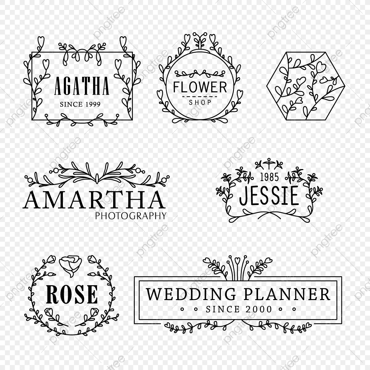 1200x1200 Vector Elements Set Feminine Flower Logo Templates Florist