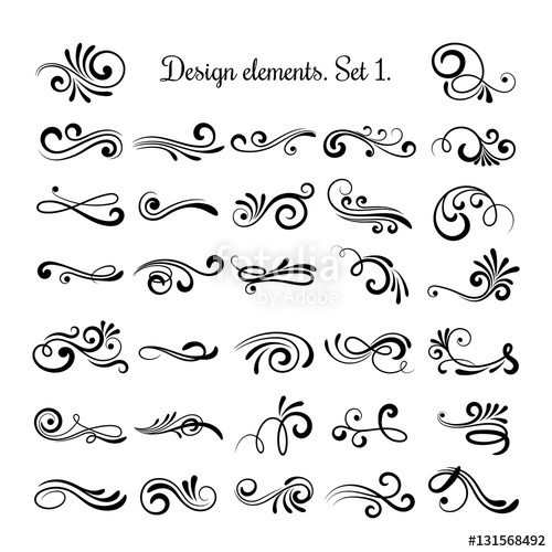 500x500 Swirly Line Curl Patterns Isolated On White Background Vector