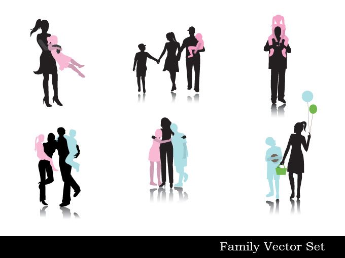 680x510 Family Silhouettes Free Vector Free Vectors Family Vector