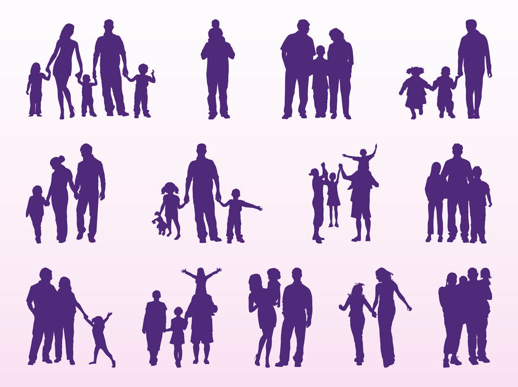 1024x765 Family Silhouettes Set Vector Art Graphics